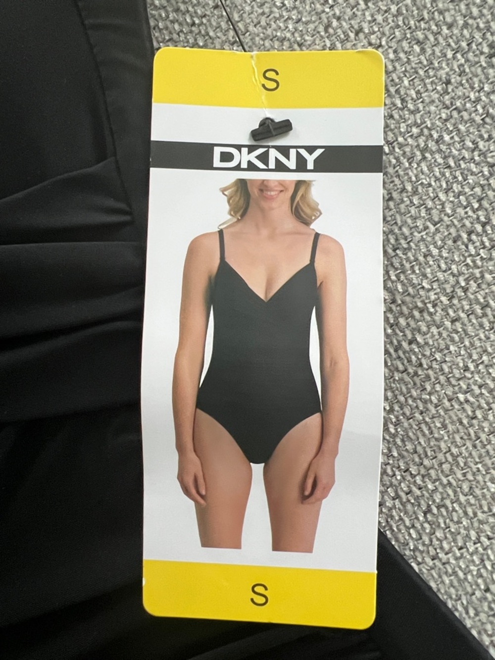 DKNY One‑Piece Swimsuit Black Ruched Waist Tummy Flattering - Picture 3 of 9